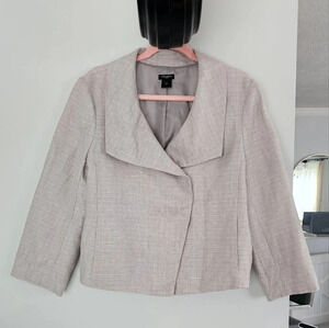Ann Taylor Women's Silver Linen 3 Button Snap Close Suit Coat Jacket Blazer 14w
